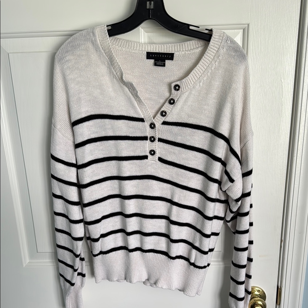 Sanctuary Black and White Striped Sweater Size L